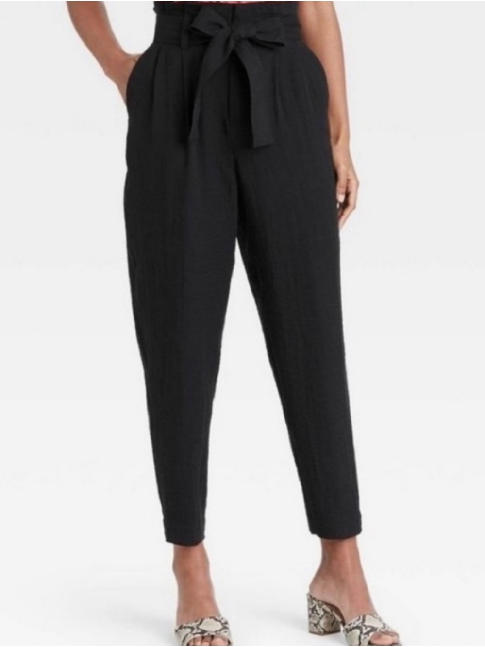 a new day Black Paperbag High-Rise Trousers Size L